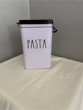 Rae DunnPasta Canister Tin - White with Black Lid